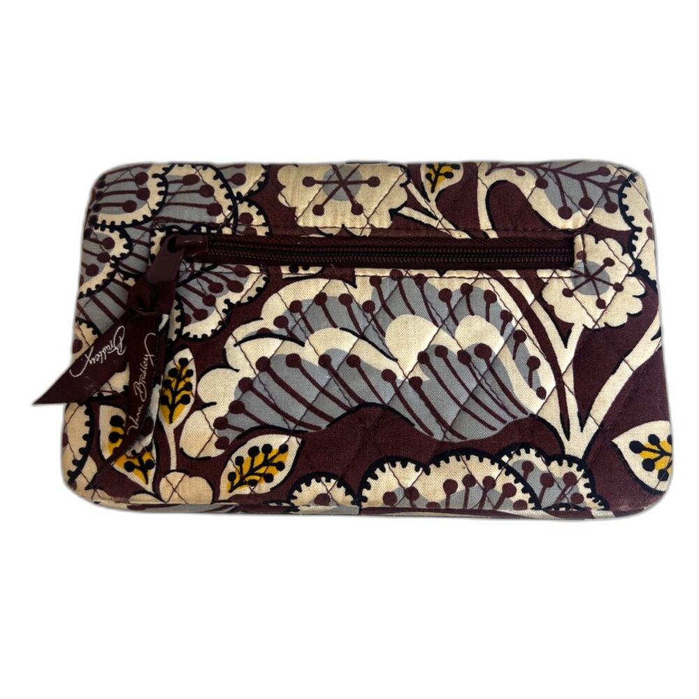 Vera Bradley Travel Wallet Slate Blooms Pattern Rectangle Metal Frame Floral